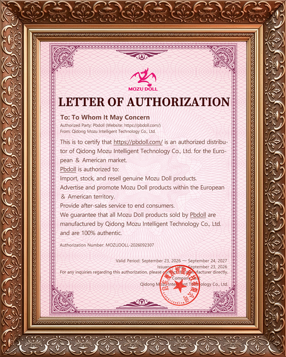 mozo Doll certificate of authorization