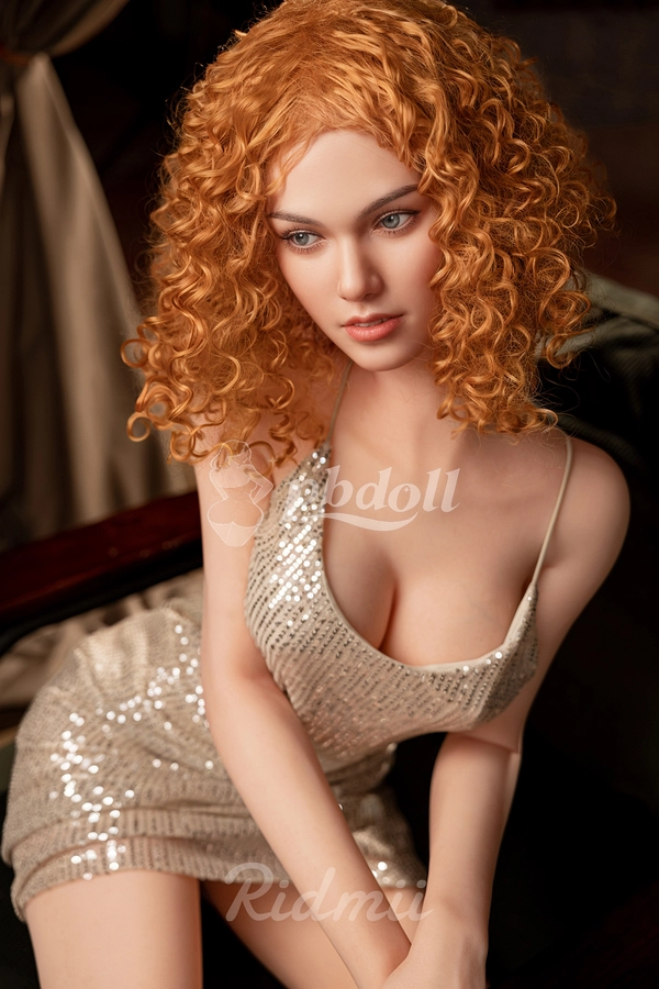 161cm B-Cup Hybrid Sex Doll – Silicone Head & TPE Body, Ginger Curls in Sequin Mini | Ridmii Jordi