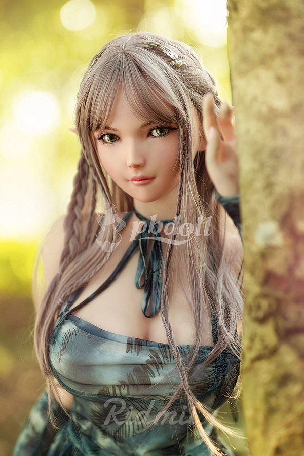 163cm G-Cup Hybrid Elf Sex Doll – Silicone Head & TPE Body, Silver Braid & Pointed Ears | Ridmii Aggie