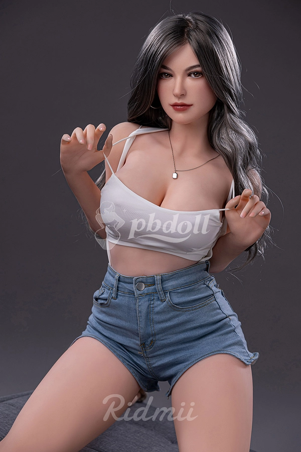 163cm G-Cup Hybrid Sex Doll – Silicone Head & TPE Body, Long Black Hair in White Cut-Out Bodysuit | Ridmii Karyn