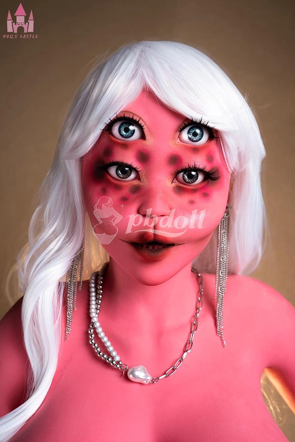 162cm P-Cup Four-Eyed Pink Alien TPE Sex Doll – 104cm Mega Bust & White Hair | Dolls Castle A15