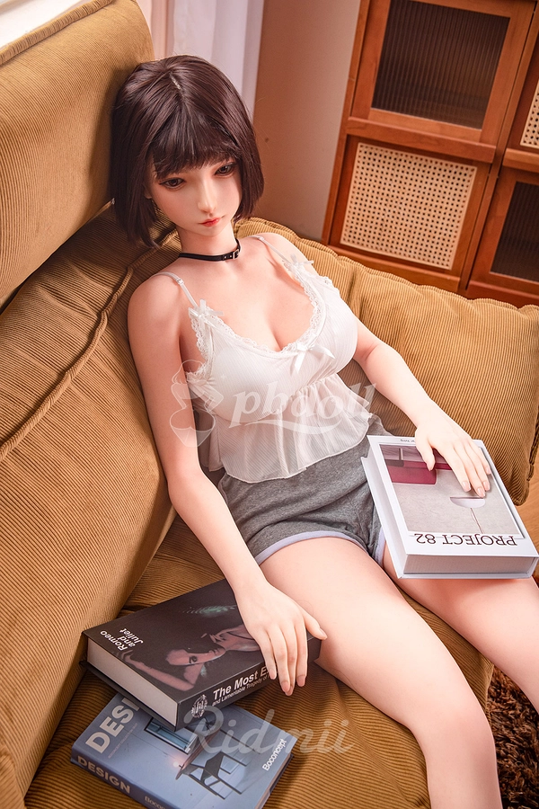 Ridmii Momo 163cm Hybrid Sex Doll – Dark Bob with Bangs, White Lace Camisole & Choker