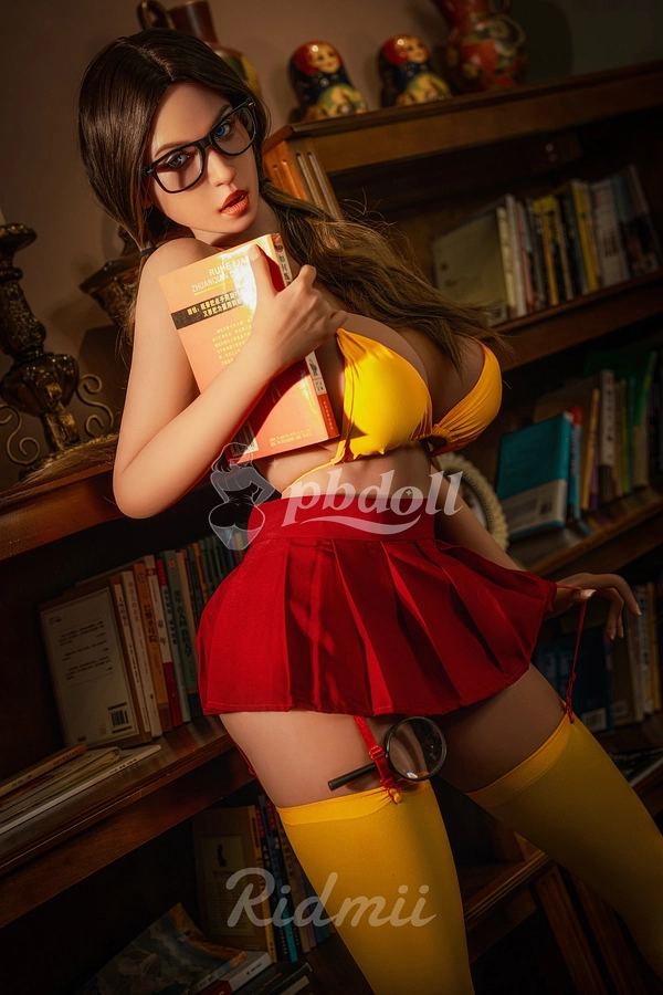 161cm E-Cup Hybrid Sex Doll – Soft Silicone Head & TPE Body, Glasses & Pleated Skirt Cosplay | Ridmii 646-A