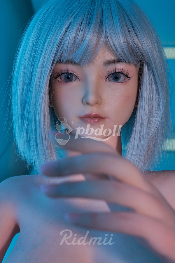 Ridmii Amanda 163cm Hybrid Sex Doll – Ice Silver Bob with Bangs & Blue Grey Eyes