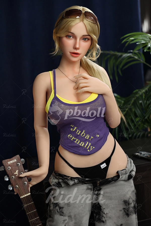Ridmii Nyx 164cm Hybrid Sex Doll – Blonde, Purple Tank & Tie-Dye Jeans with Oral Head