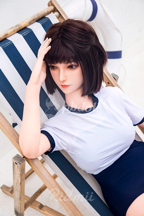 Ridmii Momo 163cm Hybrid Sex Doll – Dark Bob with Bangs, White Lace Camisole & Choker