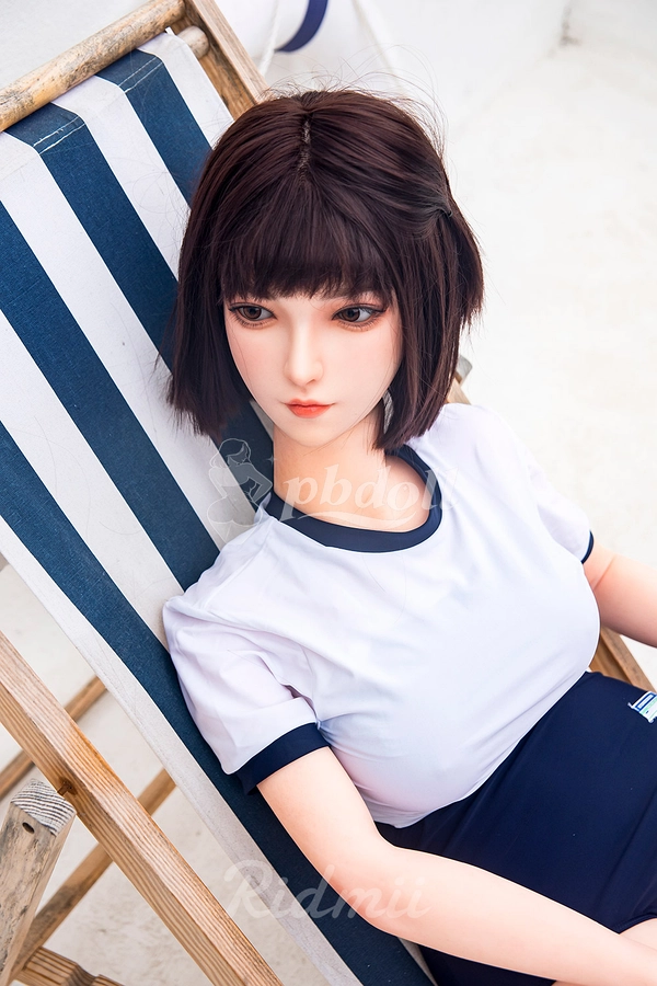 Ridmii Momo 163cm Hybrid Sex Doll – Dark Bob with Bangs, White Lace Camisole & Choker