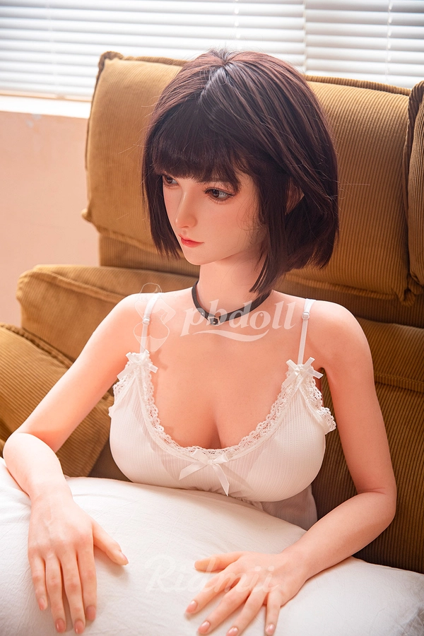 Ridmii Momo 163cm Hybrid Sex Doll – Dark Bob with Bangs, White Lace Camisole & Choker