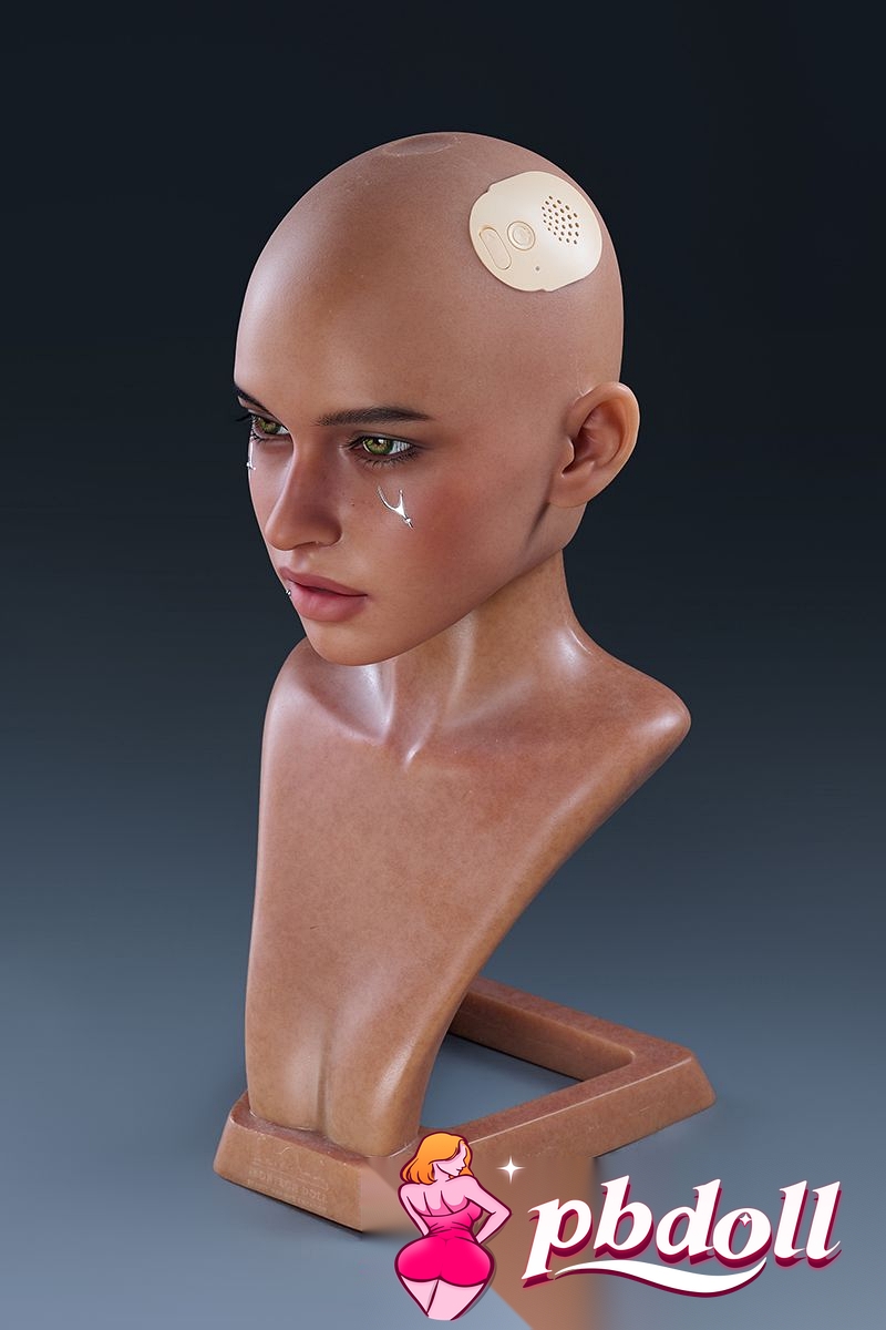 Tall display stand with darker skin tone head